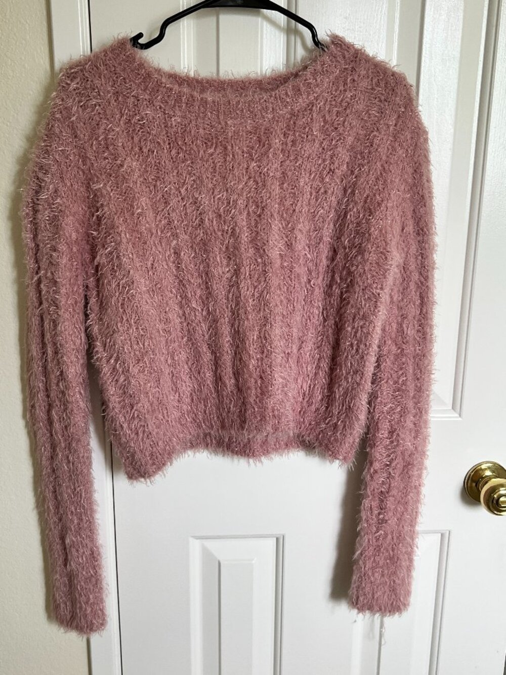 ASTR Women Fuzzy Sweater, Pink, Size XS